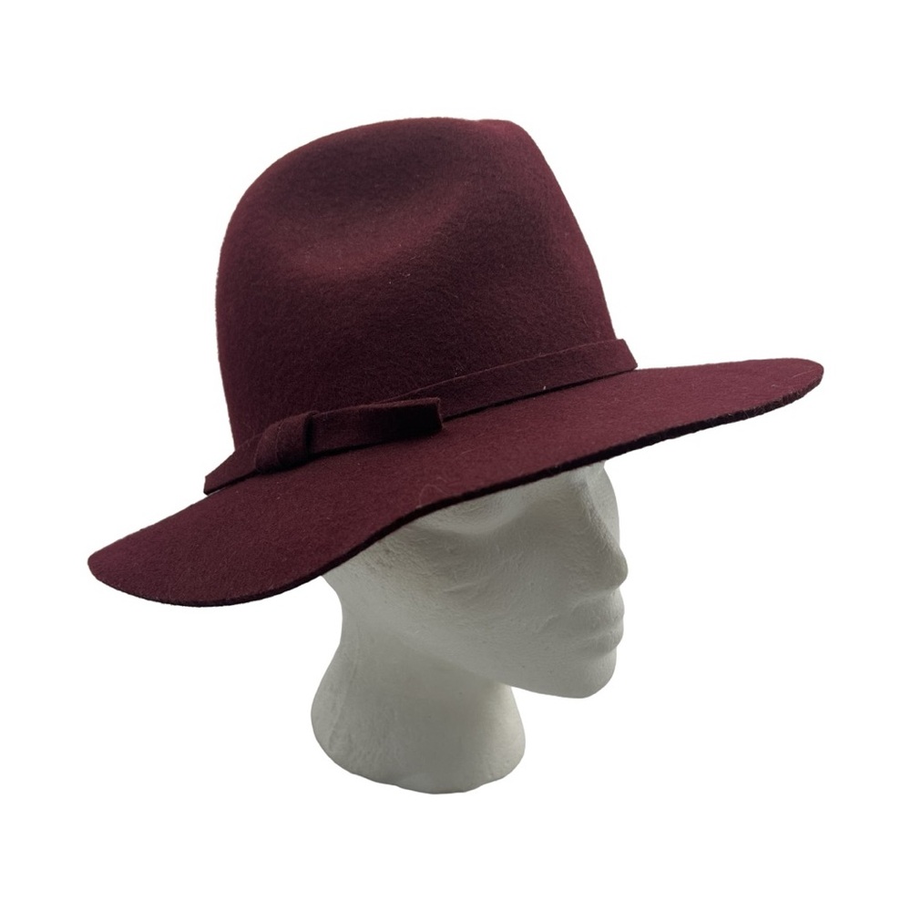 Banana Republic Burgundy Wool Fedora Winter Brim Hat Classic‎